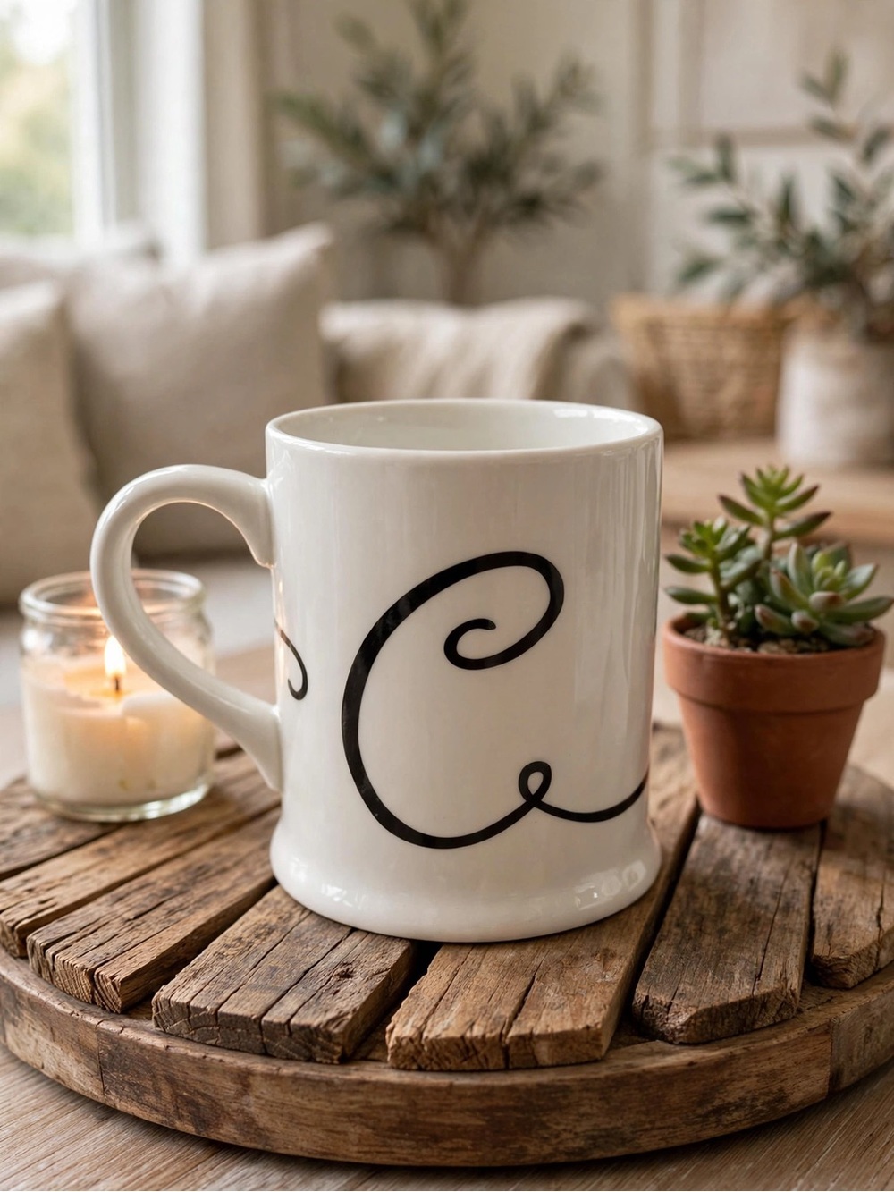 Indigo Mongram Cursive “C” Mug